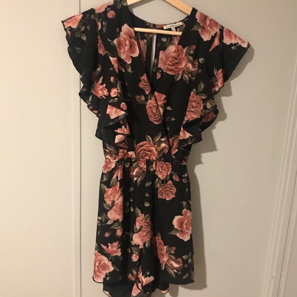 Black Charlotte Russe Pink Floral Romper